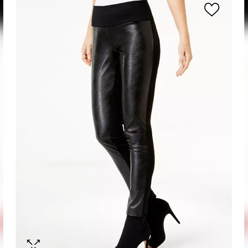 INC International Concepts Black Faux Leather Skinny Pants